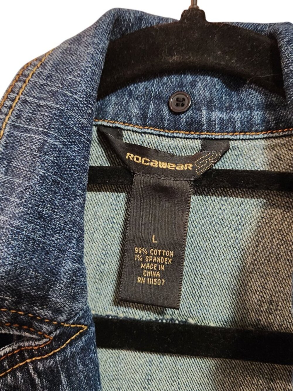 Vintage Rocawear Y2K Denim Jean Jacket Womens Size L - Picture 4 of 4